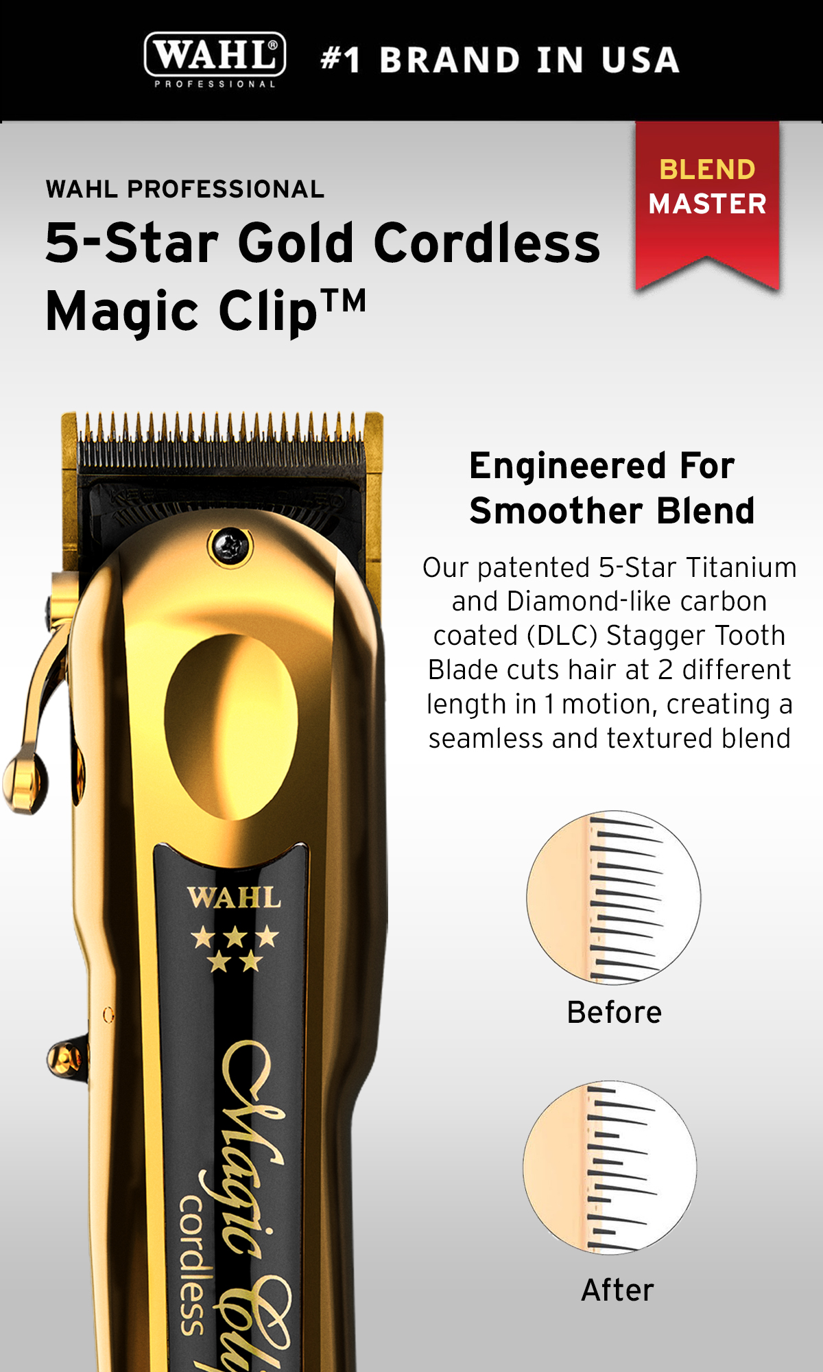 WAHL GOLD コードレス バリカン ゴールド マジック クリップ スタンド