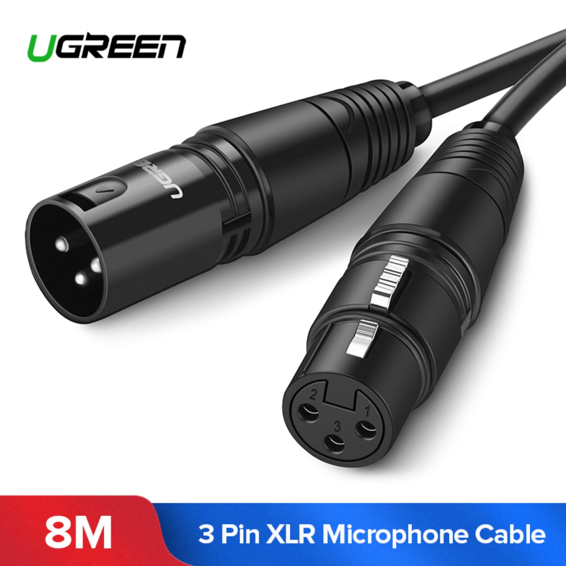 UGREEN ไมโครโฟนสายไมโครโฟน 8Meter XLR สายสัญญาณเสียงเคเบิ้ลสาย XLR สายต่อ Aux สำหรับต่อขยายจากชายหญิงไปยังมิกเซอร์เครื่องขยายเสียงสเตอริโอ