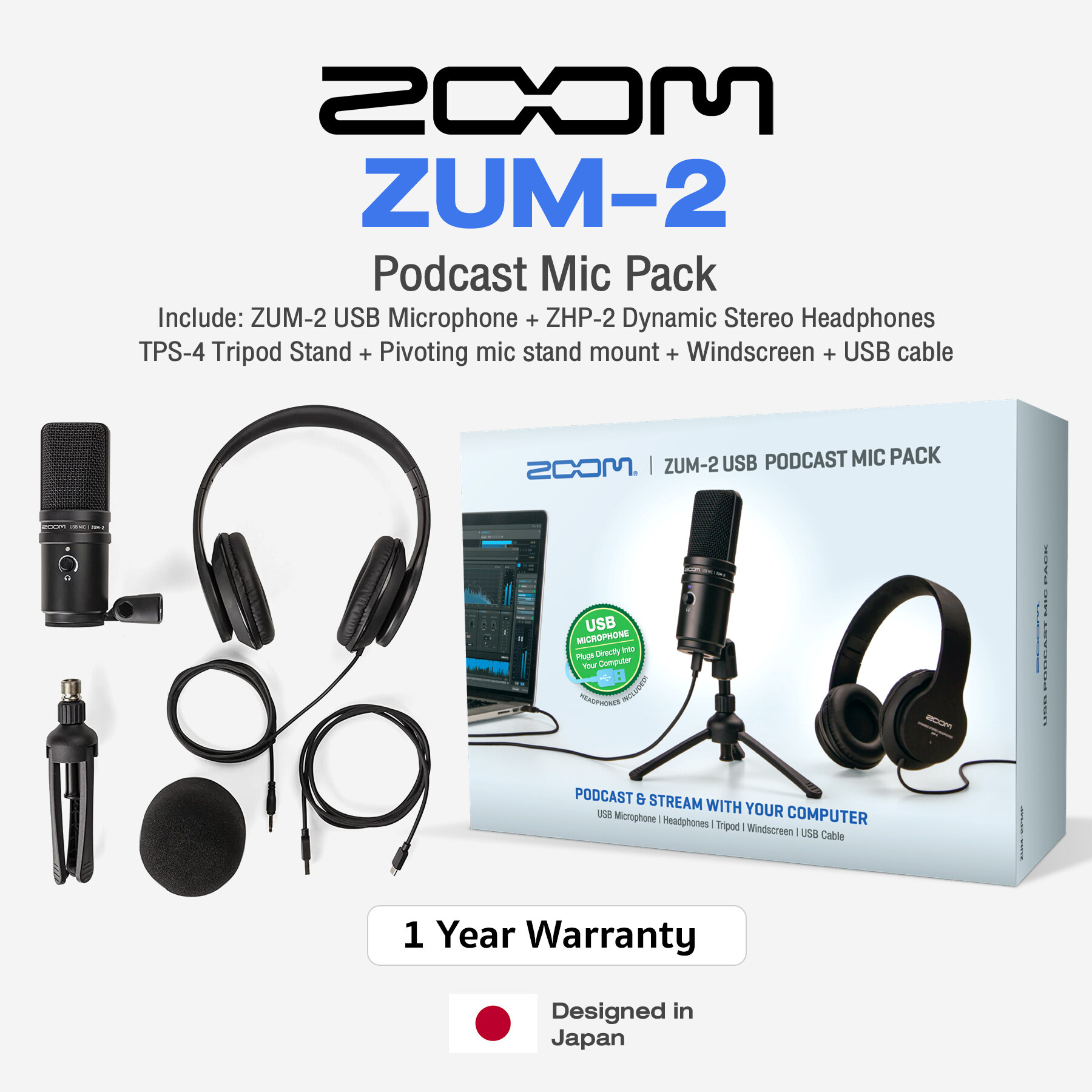 Zoom ZUM-2 USB Microphone ZUM-2 B&H Photo Video