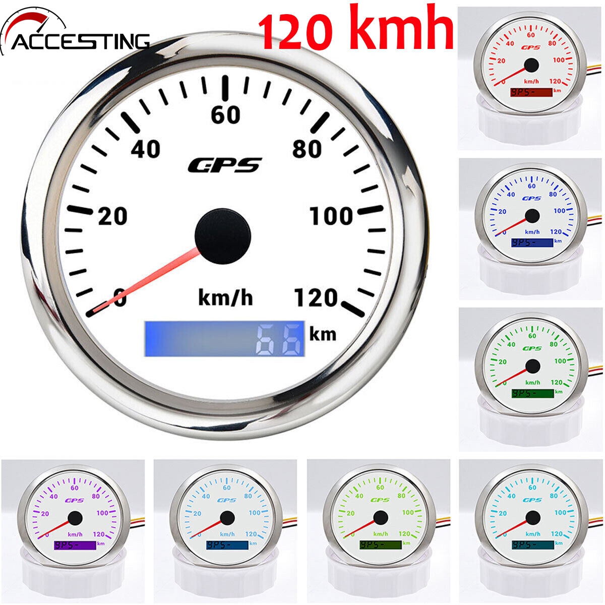 30~ 200 Km/h 7 Color Backlight 85MM Marine G-P-S Speedometer Speed Gauge Meter With G-P-S Antenna red backlight For Motorcycle Car Marine Boat Car Truck ราคา 2,109 บาท*ส่งฟรี