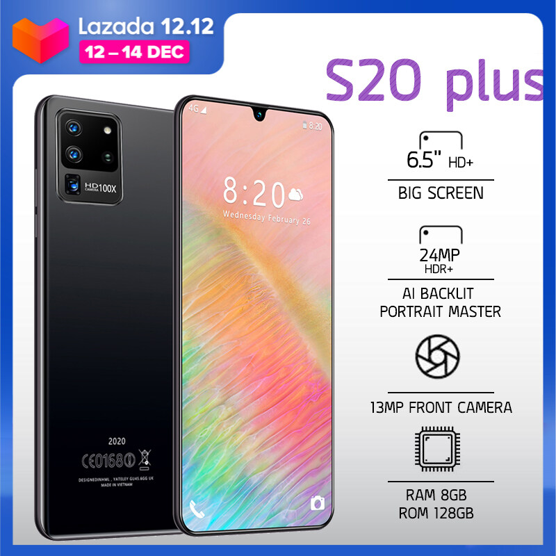 S20Plus โทรศัพท์มือถือ 6.5-inch water drop screen A mobile phone suitable for students 8 + 128GB large memory โทรศัพท์ราคาถูก(4800mAh)