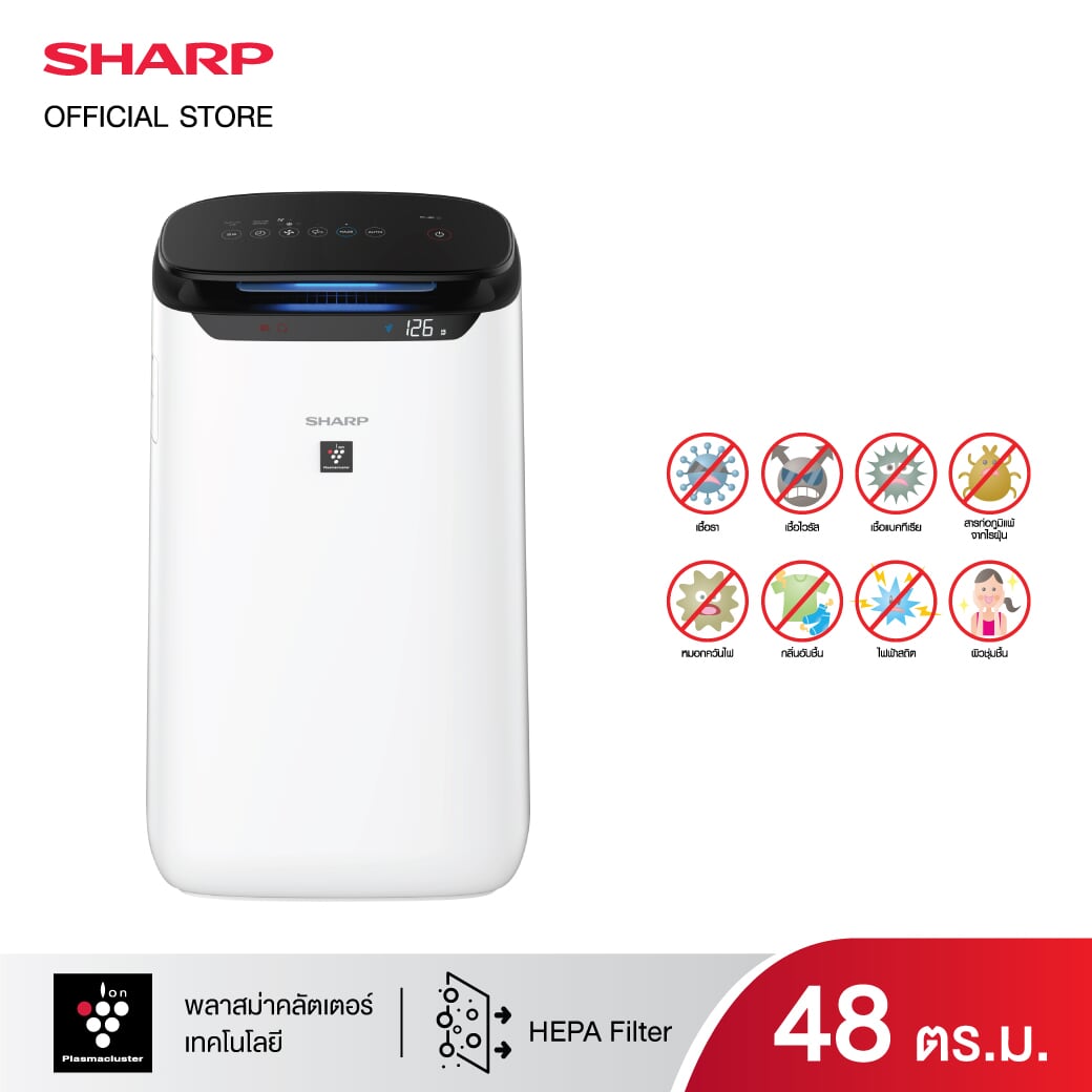 ดูภาพ Sharp เครื่องฟอกอากาศ พลาสม่าคลัสเตอร์ รุ่น FP-J60TA-W เพิ่มเติม Sharp เครื่องฟอกอากาศ พลาสม่าคลัสเตอร์ รุ่น FP-J60TA-W