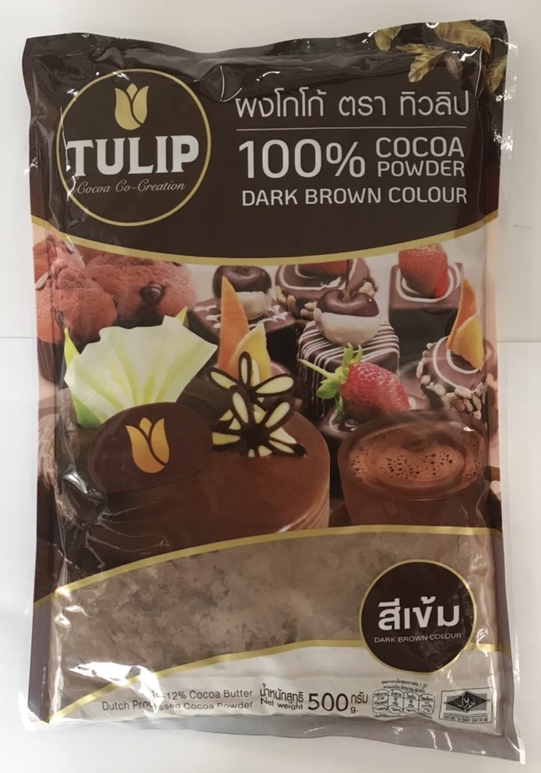 Cocoa powder, dark color, 500g, TULIP brand (1*24) ราคา 195 บาท*ส่งฟรี