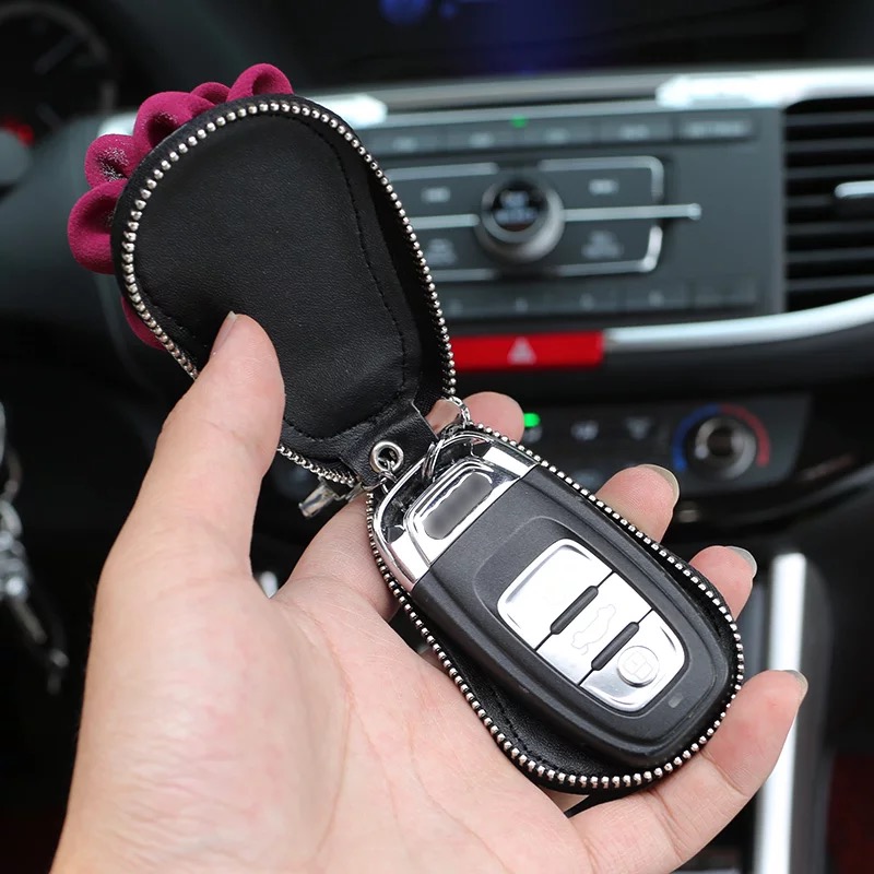 New-Flower-Keys-Holder-Organizer-Leather-Key-Wallet-Case-Car-Zipper-Key-Case-Bag-Pouch-Purse (1)