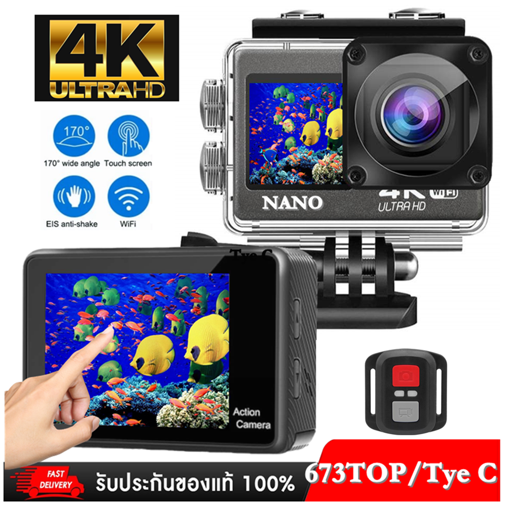 กล้อง Actionกล้อง 4K 60FPS EIS ACTION CAMERA NEW 2023 Nanotech ระบบ Touchscreen มีระบบกันสั่น ต่อไมค์นอกได้ Tye C ราคา 3,490 บาท*ส่งฟรี