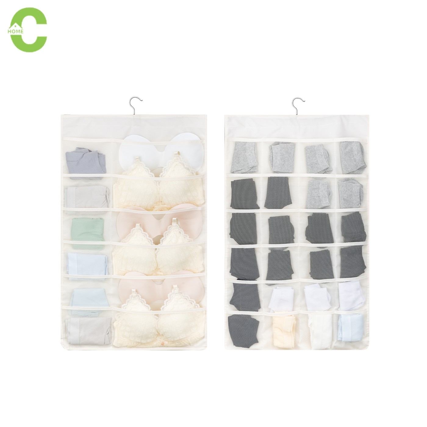 HOMEC ถุงเก็บชุดชั้นใน ถุงแขวนชุดชั้นใน กระเป๋าเก็บชุดชั้นในเเบบเเขวน ที่เก็บชุดชั้นใน แบบช่อง 2 ด้าน ระบายอากาศได้ดี ราคา 79 บาท*ส่งฟรี