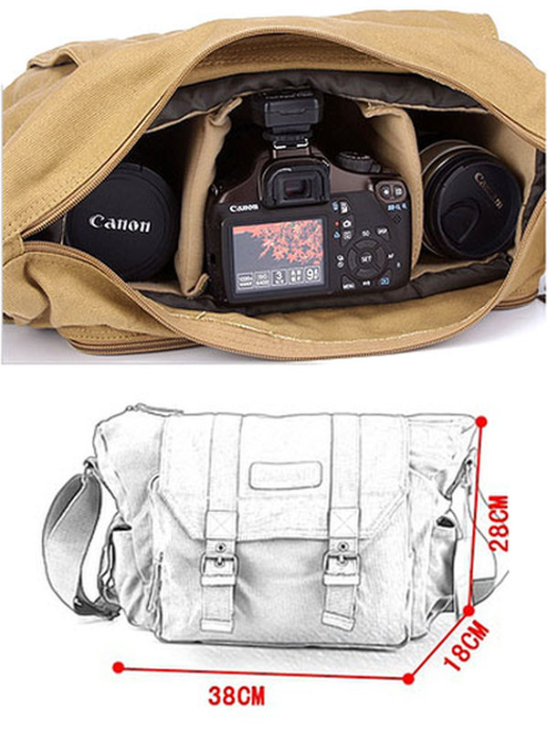 ภาพประกอบคำอธิบาย Caden กระเป๋ากล้อง สะพายข้าง Vintage Canvas Camera Bag รุ่น F1