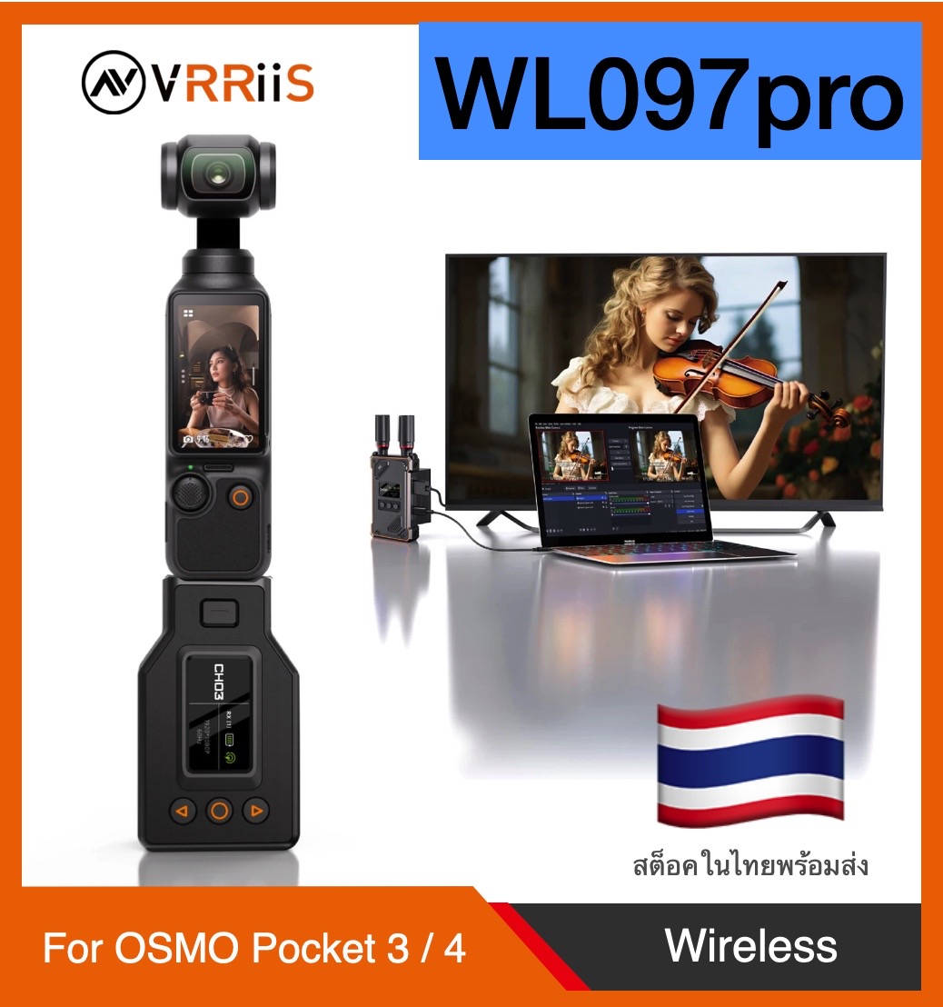 Sent from Bangkok, Thai Insurance Company Vrriis Wl087Pro Wireless Transmission for Pocket 3/4 action camera for Live Streaming. ราคา 3,889 บาท*ส่งฟรี