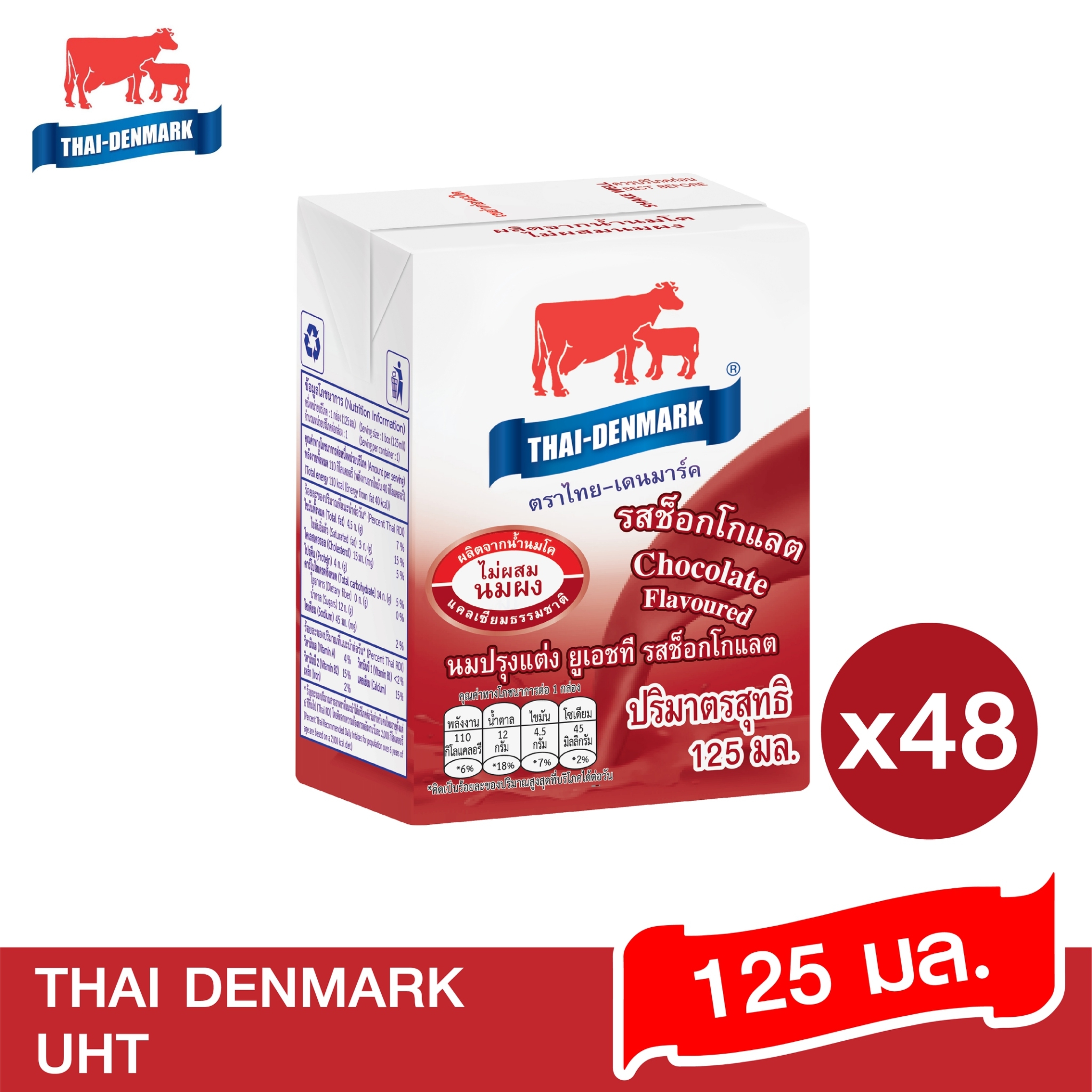 นมไทยเดนมาร์ครสช็อคโกแลตขนาด125x48mlกล่องจิ๋ว​ ราคา 348 บาท*ส่งฟรี