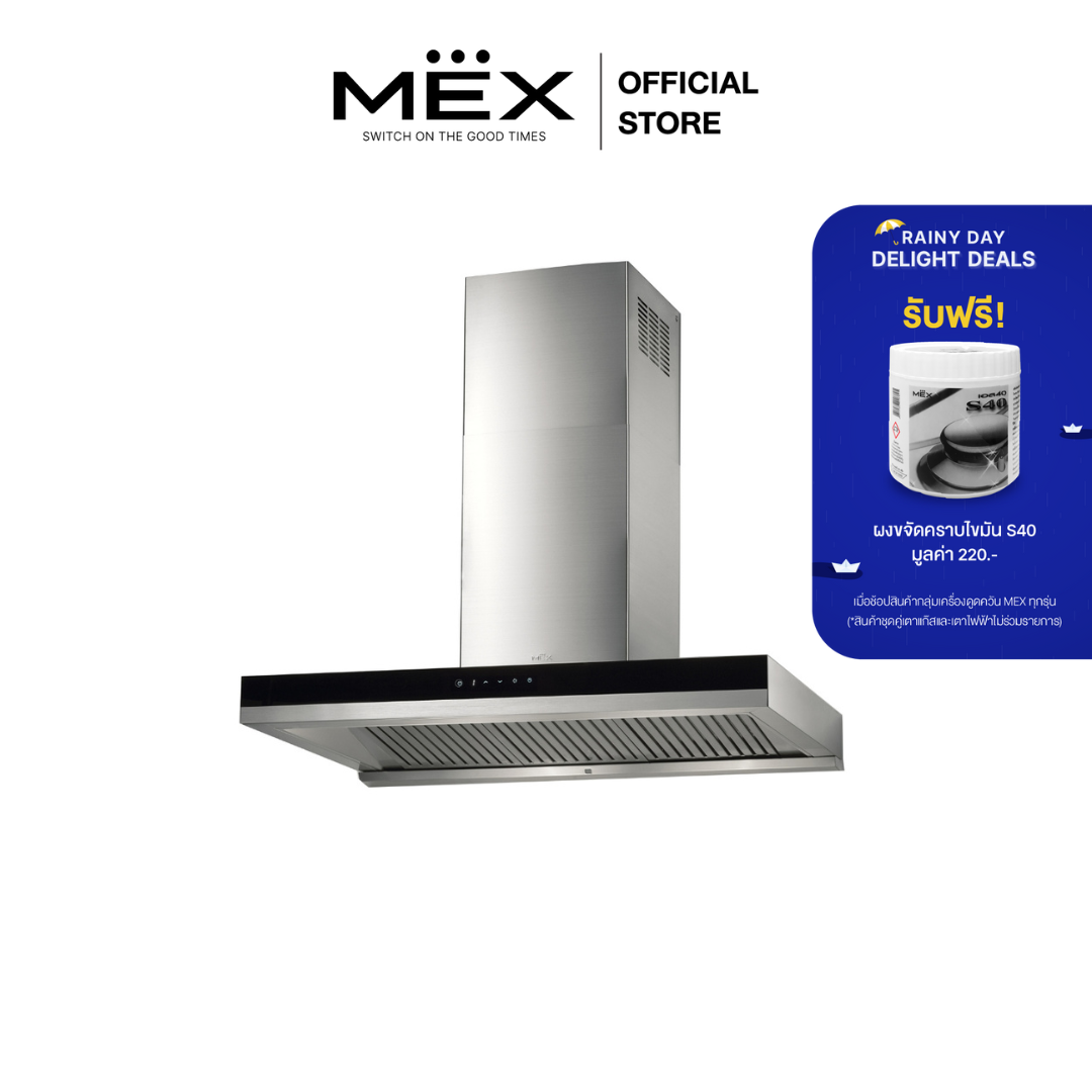 Mex Model K637Bfx90, Box-Shaped Fume Extractor with Touch System, Size 90 Cm. (Baffle Filter) (Can Use Internal Circulation System) ราคา 16,900 บาท*ส่งฟรี
