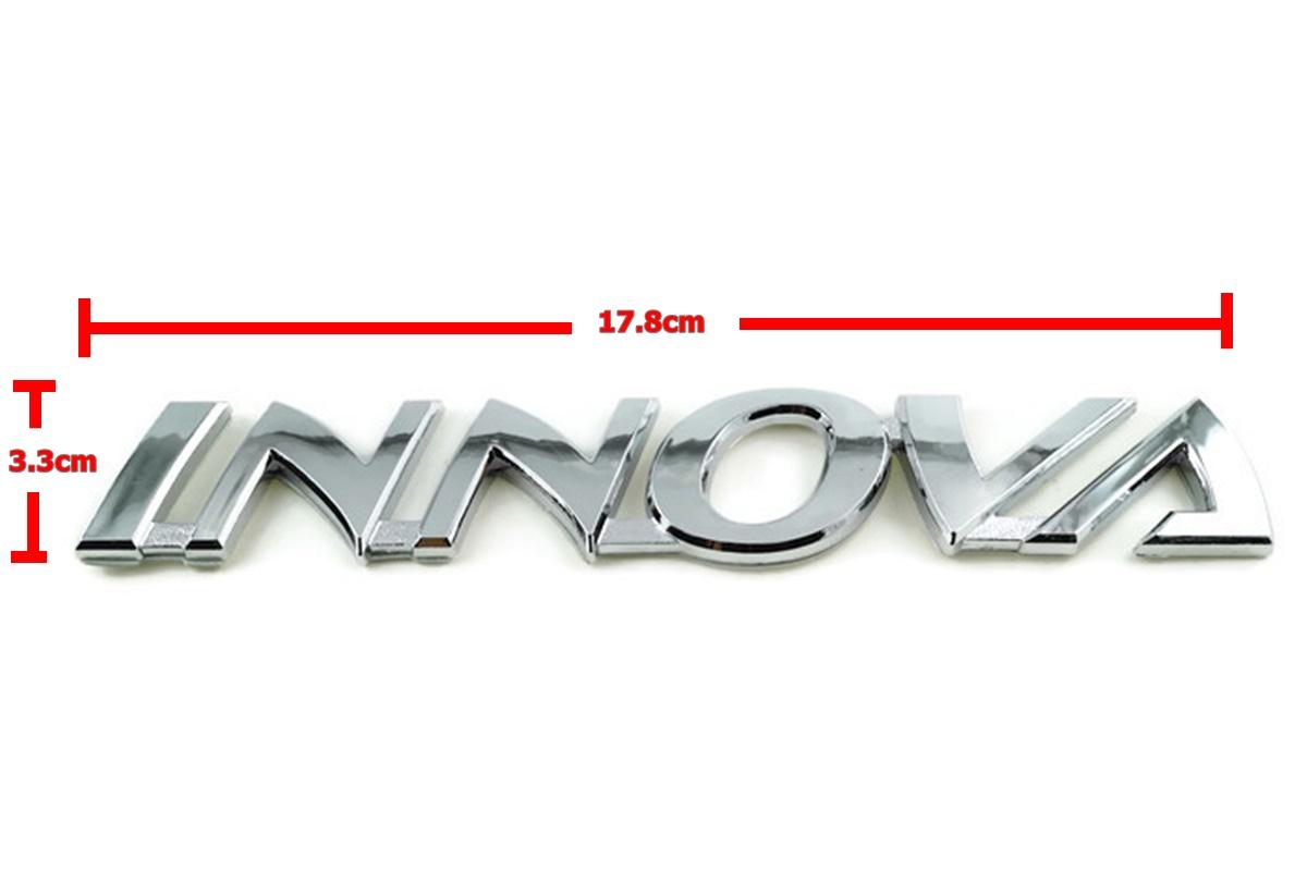 ป้ายโลโก้ TOYOTA INNOVA พลาสติกสีโครเมี่ยม ขนาด17.8X3.3 cm ติดตั้งด้วยเทปกาวสองหน้าด้านหลัง ราคา 150 บาท*ส่งฟรี