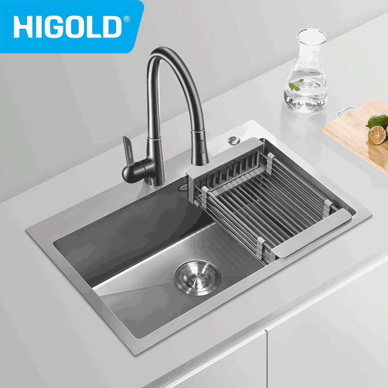 HIGOLD Kitchen Stainless Steel Handmade Sink Single Sink Topmount Undermount Nano Sink Self-Cleaning and Anti-fouling ราคา 7,578 บาท*ส่งฟรี