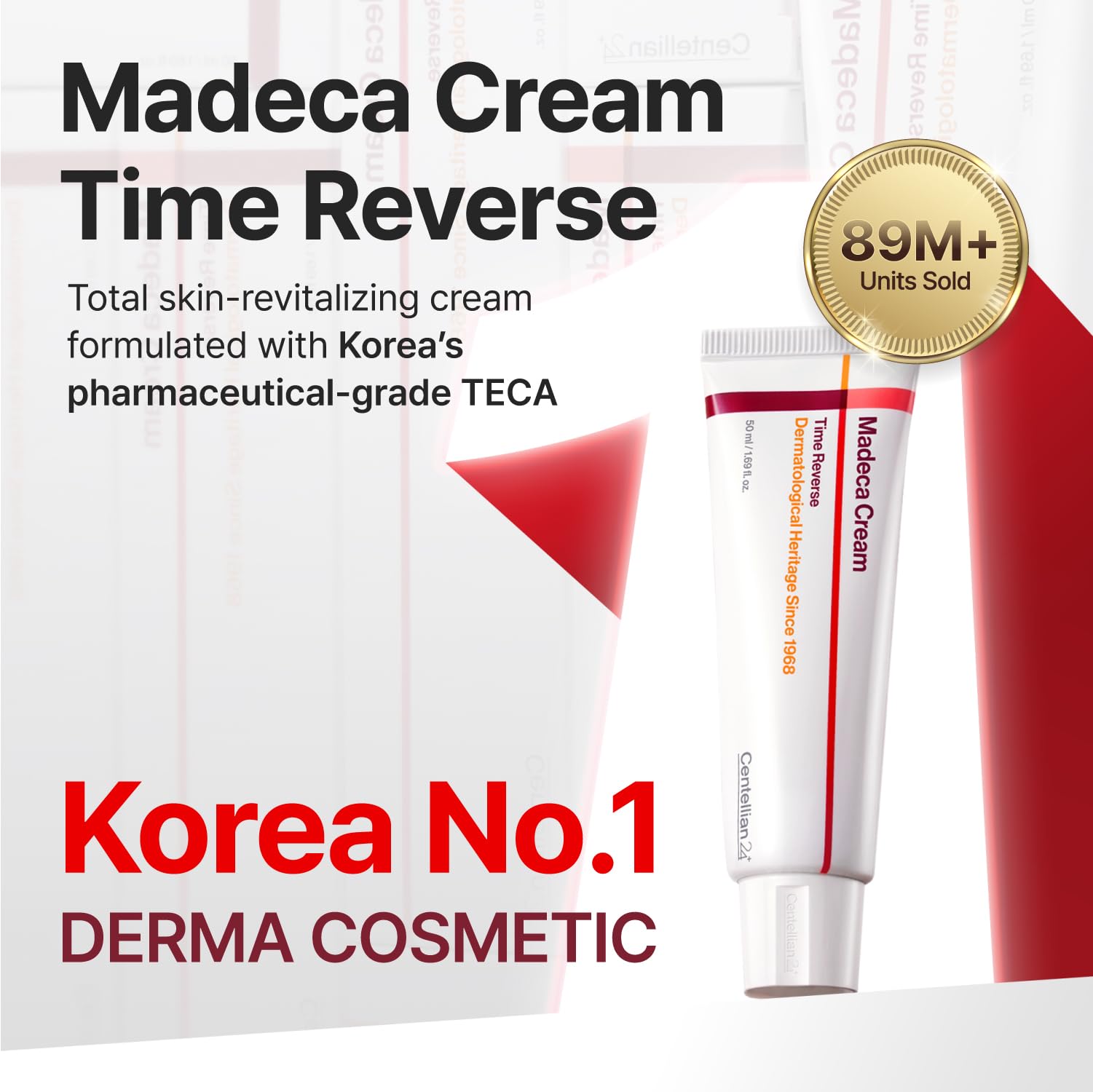 Centellian 24 Madeca Facial Moisturizers Cream Time Reverse 50ml - Advanced Fast Absorption and Nourishing, Moisturizes, Firms and Reduces Wrinkles, Low Irritation, Korean Skincare, Centella Asiatica ครีมบำรุงผิวหน้า ราคา 198 บาท*ส่งฟรี