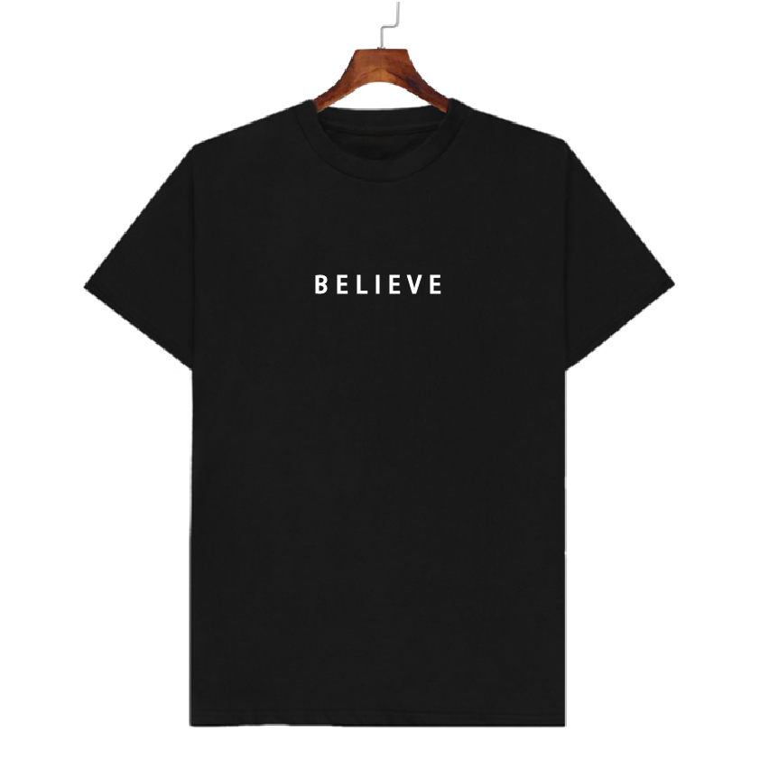 เสื้อยืดลาย Believe เก็บปลายทาง ตรงปก 100% เสื้อยืดผู้ชาย เสื้อยืดผู้หญิง เสื้อยืด 2021