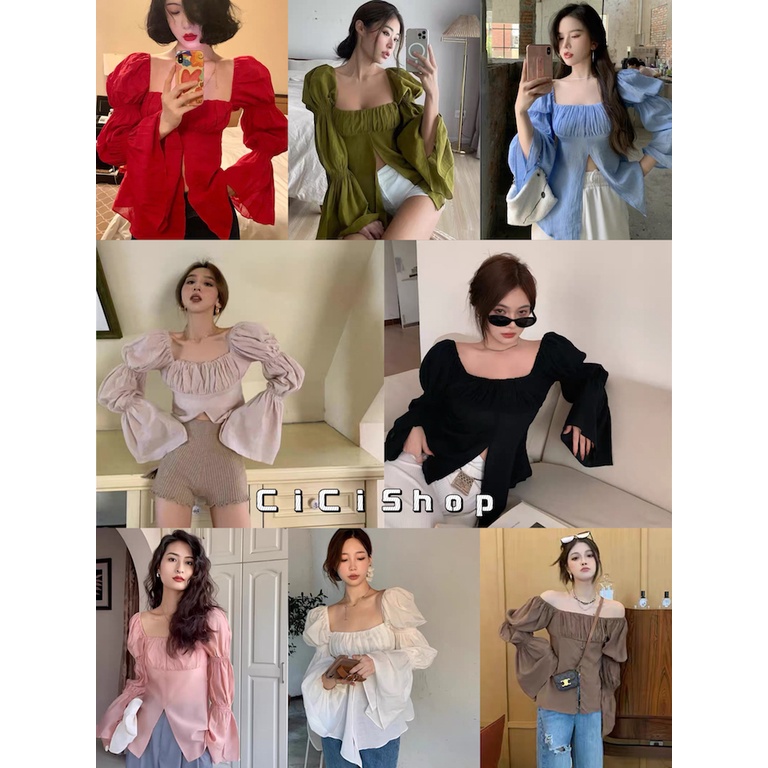 Cici(3022)Jump top เสื้อแขนยาวจั๊ม กิมมิคแขนพองใส่ได้2แบบ แพทเทิร์นดีสไตล์เกาหลี ออกเดท วาเลนไทน์ ราคา 162 บาท*ส่งฟรี