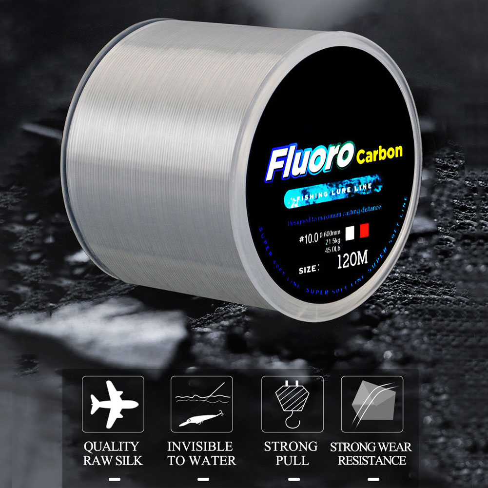 DT】 hot 120m Carbon Fiber Coating Leader Fishing Line 0.14-0.6mm 1.88-21.5kg  Wearable Fluorocarbon Line Accessories Strong Fishing Wire