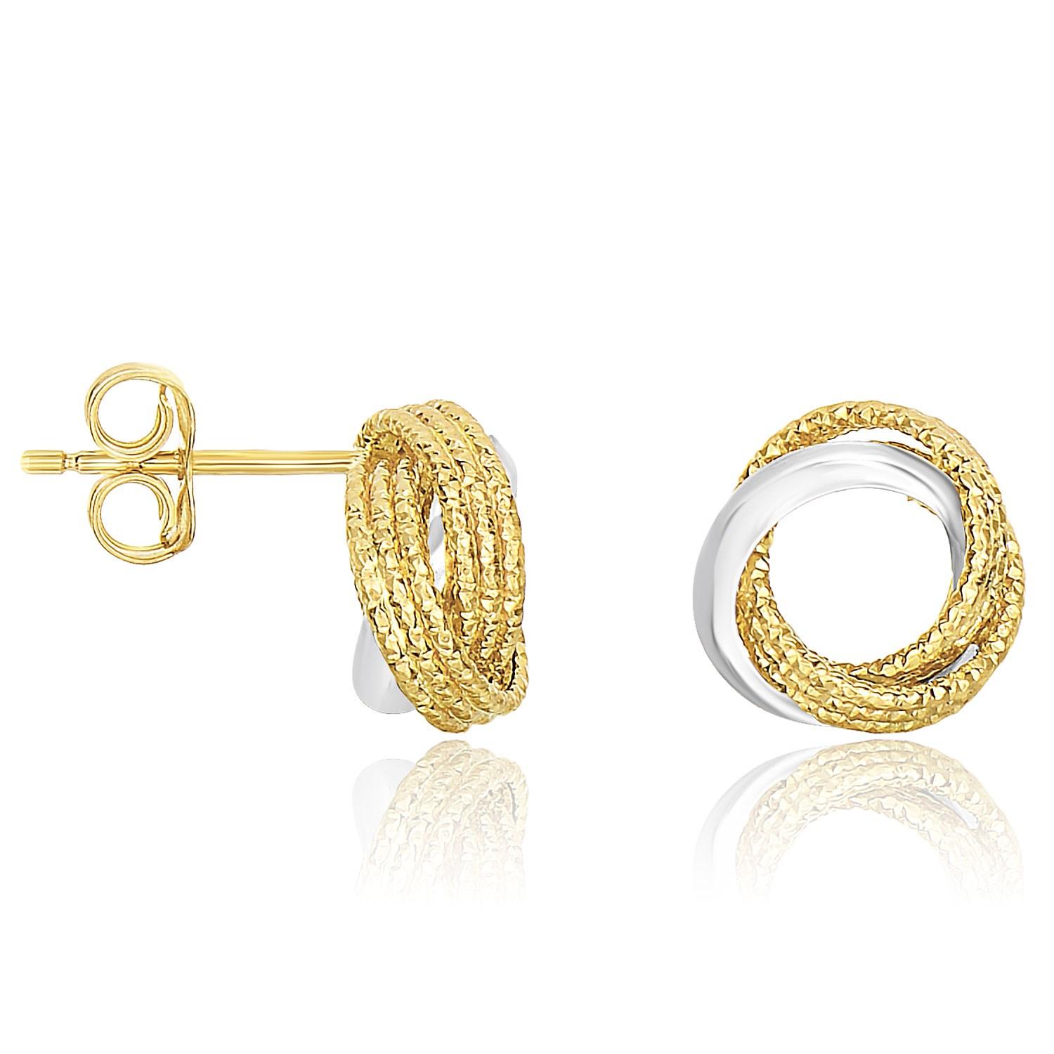 Nathalias NY Textured and Polished Interlaced Circle Earrings in 14k Two-Tone Gold 76096 ราคา 17,300 บาท*ส่งฟรี