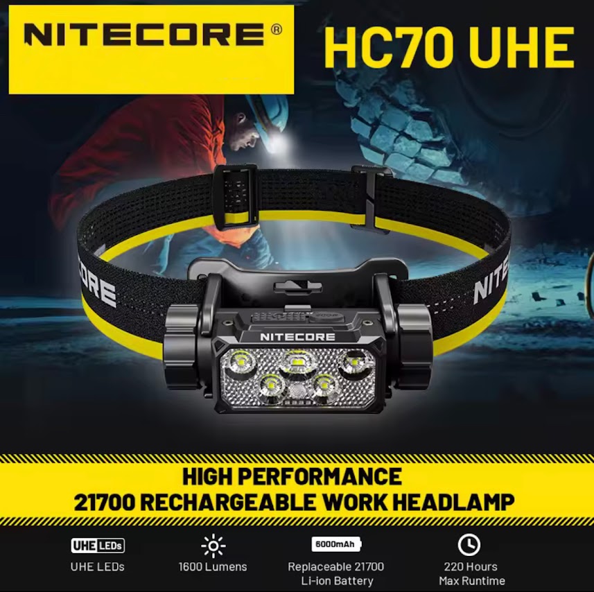 NITECORE HC70 UHE ประสิทธิภาพสูง 21700 ชาร์จไฟหน้า 1600 Lumens LED โคมไฟ NITECORE ไฟฉาย ราคา 2,057 บาท*ส่งฟรี
