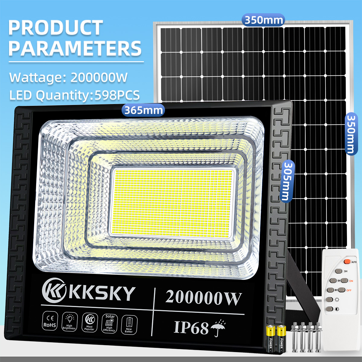 BINGO【ซื้อ1แถม1】ไฟโซล่าเซลล์ แสงอุ่น 80000W โซล่าเซลล์ Warm Light ไฟสปอตไลท์โซล่าเซลล์ กันน้ำIP68 ไฟภายนอกอาคาร หลอดไฟ LED Solar Cell โคมไฟ รีโมท