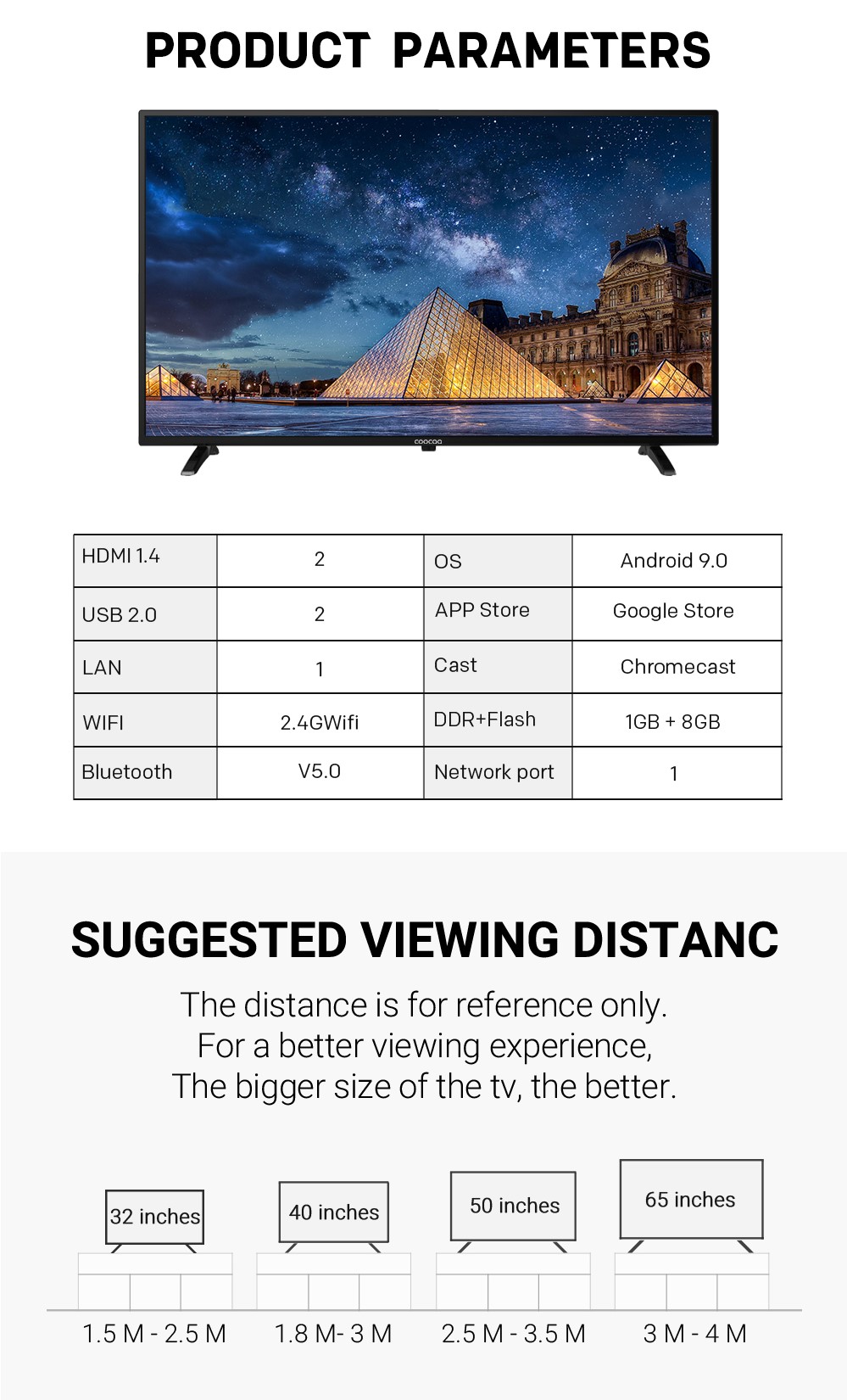 รายละเอียดเพิ่มเติมเกี่ยวกับ [ประกัน3ปี + ส่งฟรี + ผ่อน0%] COOCAA 42S3G ทีวี 42 นิ้ว Inch Android TV LED  TV  Yo Built-In FHD Television Netflix