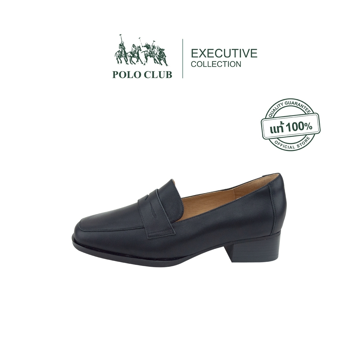 Polo Club Leather Shoes, Model Ex-1991, Black, Height 1.5 Inches. | Women's Shoes Loafers Genuine Leather Shoes, 2 Inch High Heels ราคา 2,600 บาท*ส่งฟรี