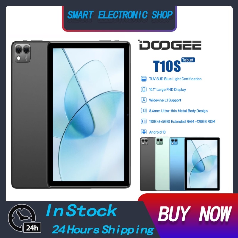 DOOGEE T10S Tablet PC 10.1 Inch 6GB RAM+128GB ROM FHD 8.4MM Display Support 6600mAh Battery Android 13 4G Dual SIM & WiFi Tablet ราคา 4,399 บาท*ส่งฟรี