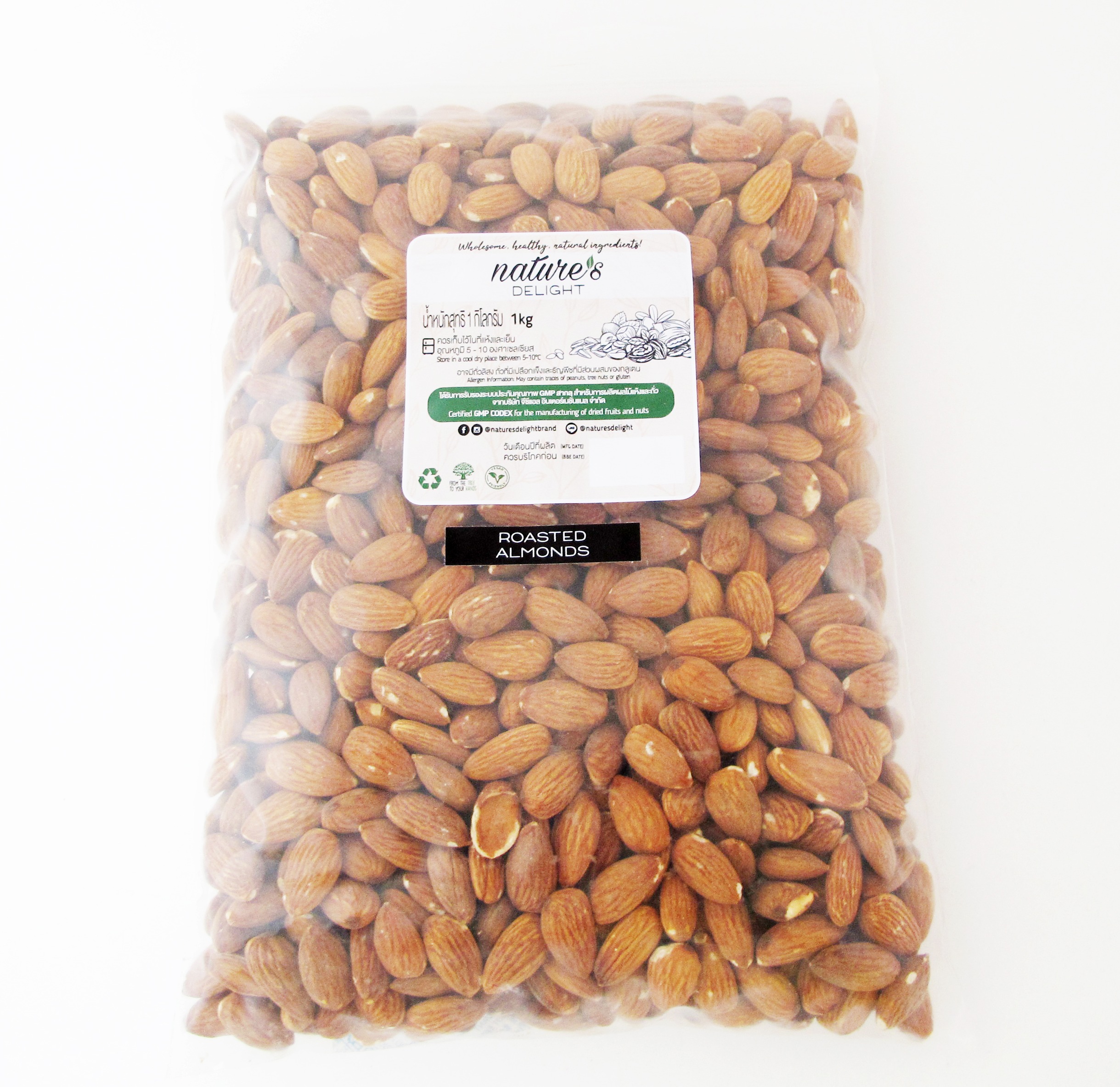 Nature's Delight Roasted Whole Almonds 1kg Bulk ราคา 370 บาท*ส่งฟรี