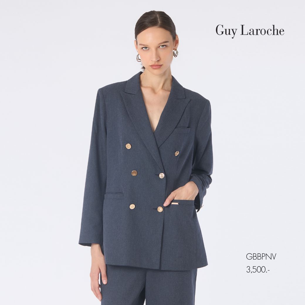 Guy Laroche Jacket RE-LOOP PLC Recycled Blazer สูททำงาน แขนยาว ทรงหลวม สีกรมท่า GBBPNV ราคา 3,500 บาท*ส่งฟรี