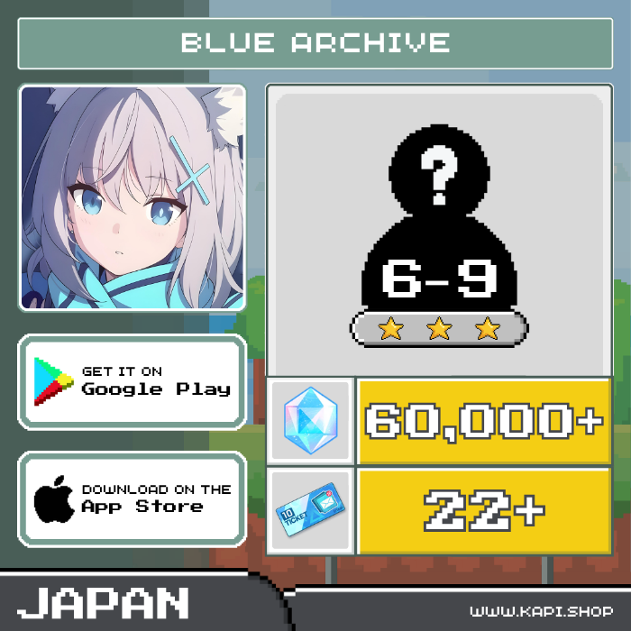 Blue Archive (Japan) - 60,000+ Pyroxene + 5-9 Random 3-Star Characters ราคา 55 บาท*ส่งฟรี
