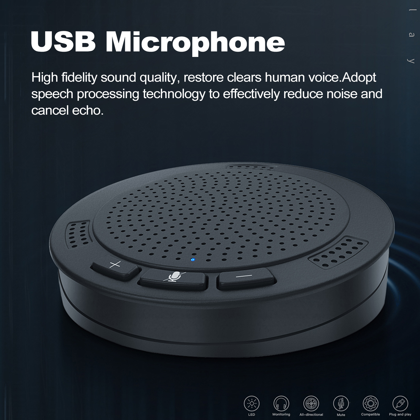 ข้อมูลเพิ่มเติมของ 【ซื้อแค่นี้ก็พอ】ไมโครโฟน ประชุม ไมค์เก็บเสียง เก็บเสียงรอบทิศทาง360°  ทำให้เสียงคมชัดไร้เสียงรบกวน ไมโครโฟนขนาดเล็ก conference microphone