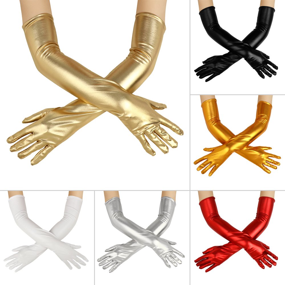 RULERING Dance Cosplay Bright Shiny Jazz Disco Cosplay Costumes Accessories Punk Rock Hip Pop Mittens Leather Glove