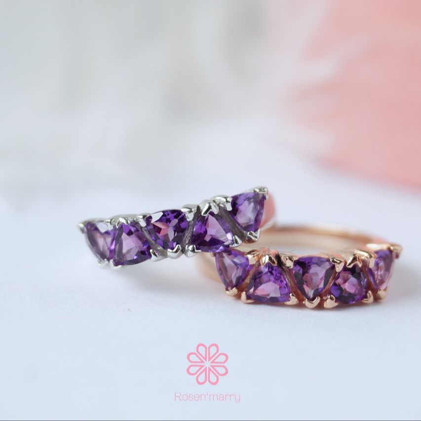 Natural Amethyst Silver 925 With Rosegold Plated , Gift for her , Birthday Gift , Birthstone ราคา 2,500 บาท*ส่งฟรี