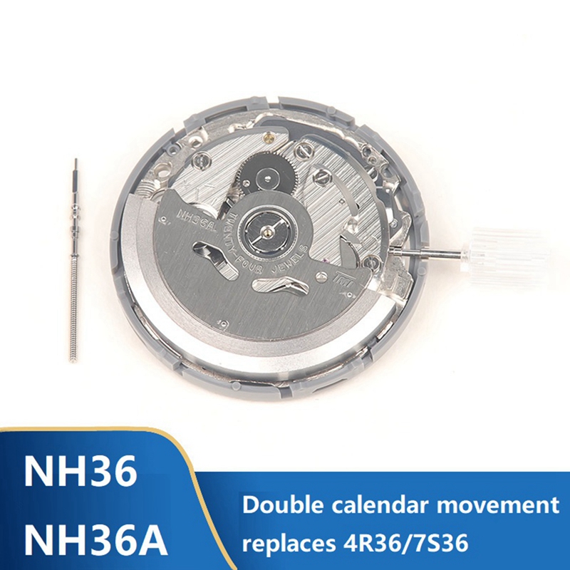 NH36/NH36A High Precision Movement +Steel Stem+Check Rod Kit Supports Day  Date Set High Accuracy Automatic Mechanical Watch Movement 