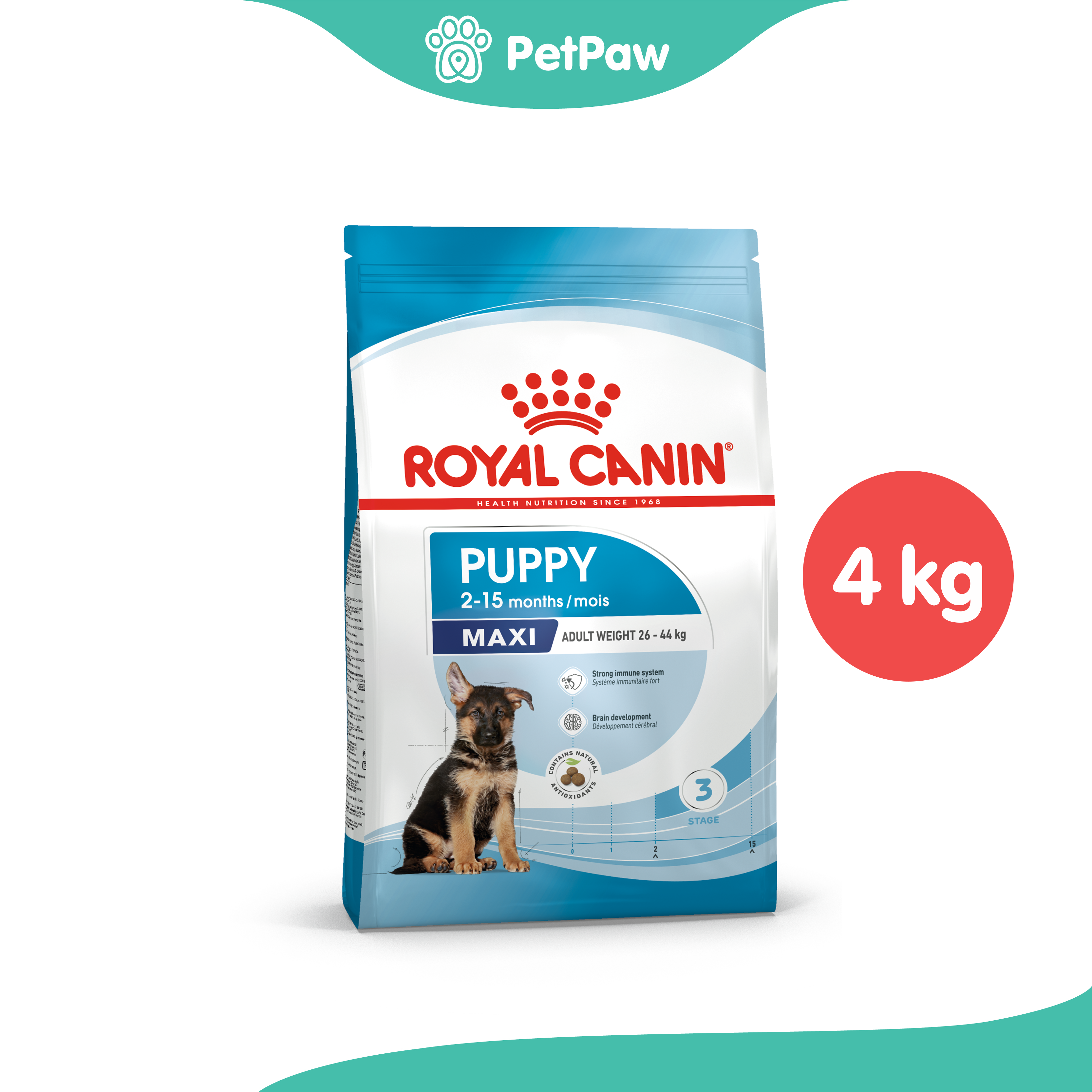 Royal Canin MAXI PUPPY ลูกสุนัขพันธุ์ใหญ่ 4 kg ราคา 947 บาท*ส่งฟรี