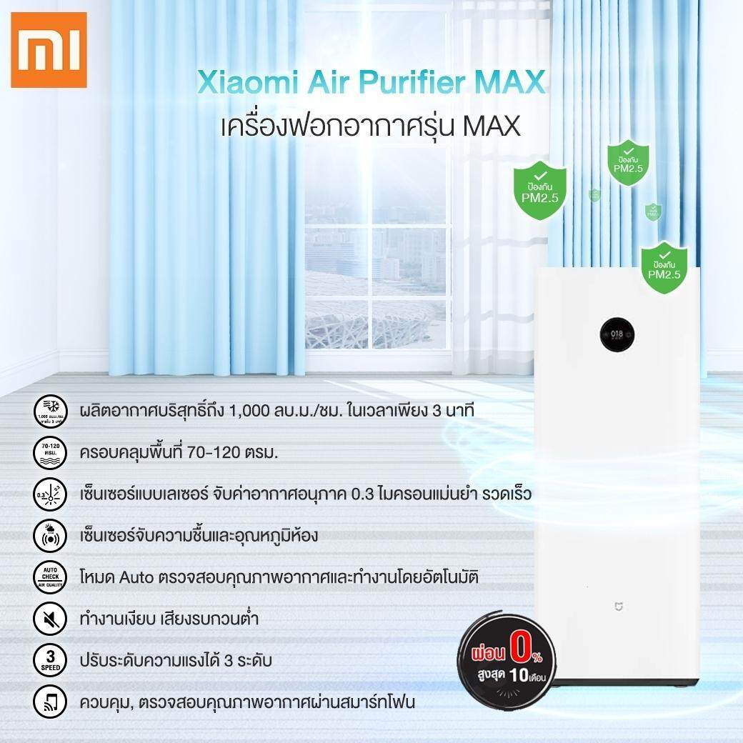 ยี่ห้อไหนดี  อ่างทอง XiaoMi MIJIA Air Purifier Max - เครื่องฟอกอากาศ Xiaomi รุ่น Max ผ่อนฟรี 0%