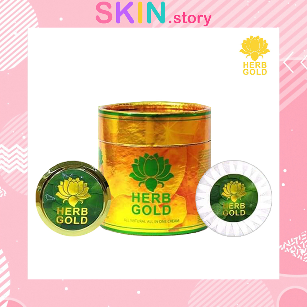 Lazada Thailand - Herb Gold MINI Herb Gold Herbal Cream Trial Set Soap 50 g. Cream 10 g. Ready for shipping.