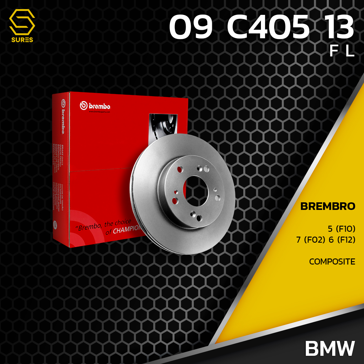 อุปกรณ์และชิ้นส่วนยานยนต์ Brembo จานเบรค หน้า BMW SERIES 5 F10 F11 / SERIES 7 F02 / SERIES 6 F12 / COMP HC ตรงรุ่น 09.C405.13 / 09.C406.13 - จาน ดีส ดรัม เบรค เบรก เบรมโบ้ แท้ 100% (ราคา/2 ใบ) ราคา 17,523 บาท*ส่งฟรี