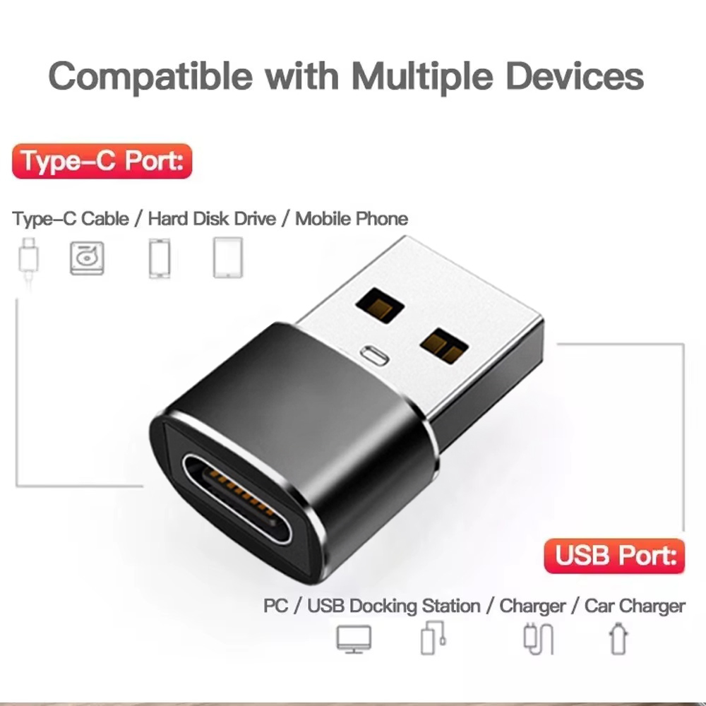 USB to USB C Adapter, Car Charger Converter Type-C Female to a Male for New iPhone 16 Pro Max Plus 15 14 13, Apple Watch 10, iWatch 8, Airpods, iPad 9 Air 5 Mini 6 7, Samsung Galaxy S24 Ultra ราคา 32 บาท*ส่งฟรี