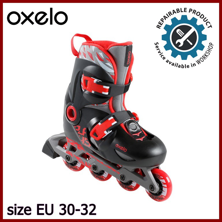 โปรโมชั่น OXELO Roller skates รองเท้าสเก็ต โรลเลอร์เสก็ต สำหรับเด็ก รุ่น PLAY 5 (สีแดง/ดำ) ราคาถูก สเก็ตบอร์ด สเก็ต