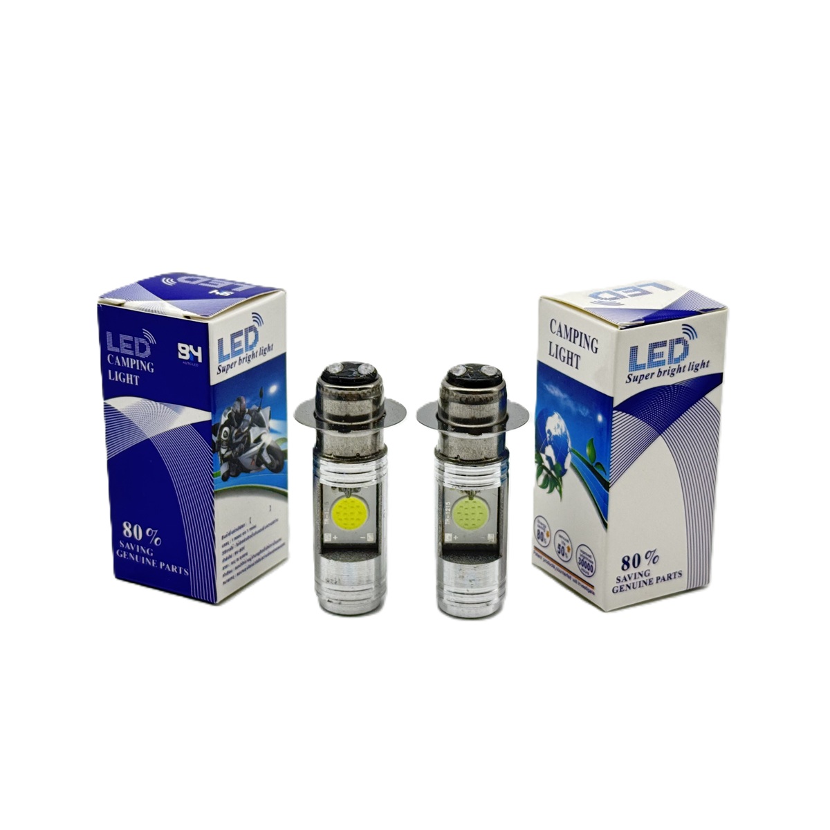 New LED headlight bulb motorcycle round Pole 2 point H2/H6/p15d/T19 AC power 9V-85v Honda Wave 110i Moto ราคา 37 บาท*ส่งฟรี