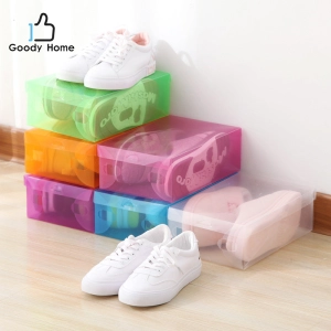 สินค้า Goody Home  กล่องพลาสติกใส่รองเท้าแบบบาง หนา 0.31 mm. น้ำหนัก 50g.  มี 7 สีให้เลือก สีเหลือง สีเขียว สีฟ้า สีม่วง สีขาว สีส้ม สีชมพู