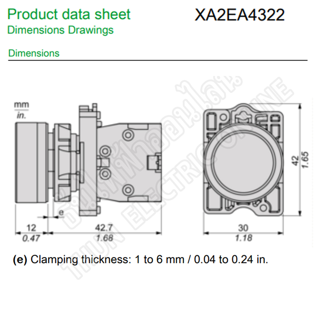 Schneider ปุ่มกดหัวเรียบ-กดเด้งกลับ 22MM. รุ่น XA2 ตัวเลือก สีแดง ...
