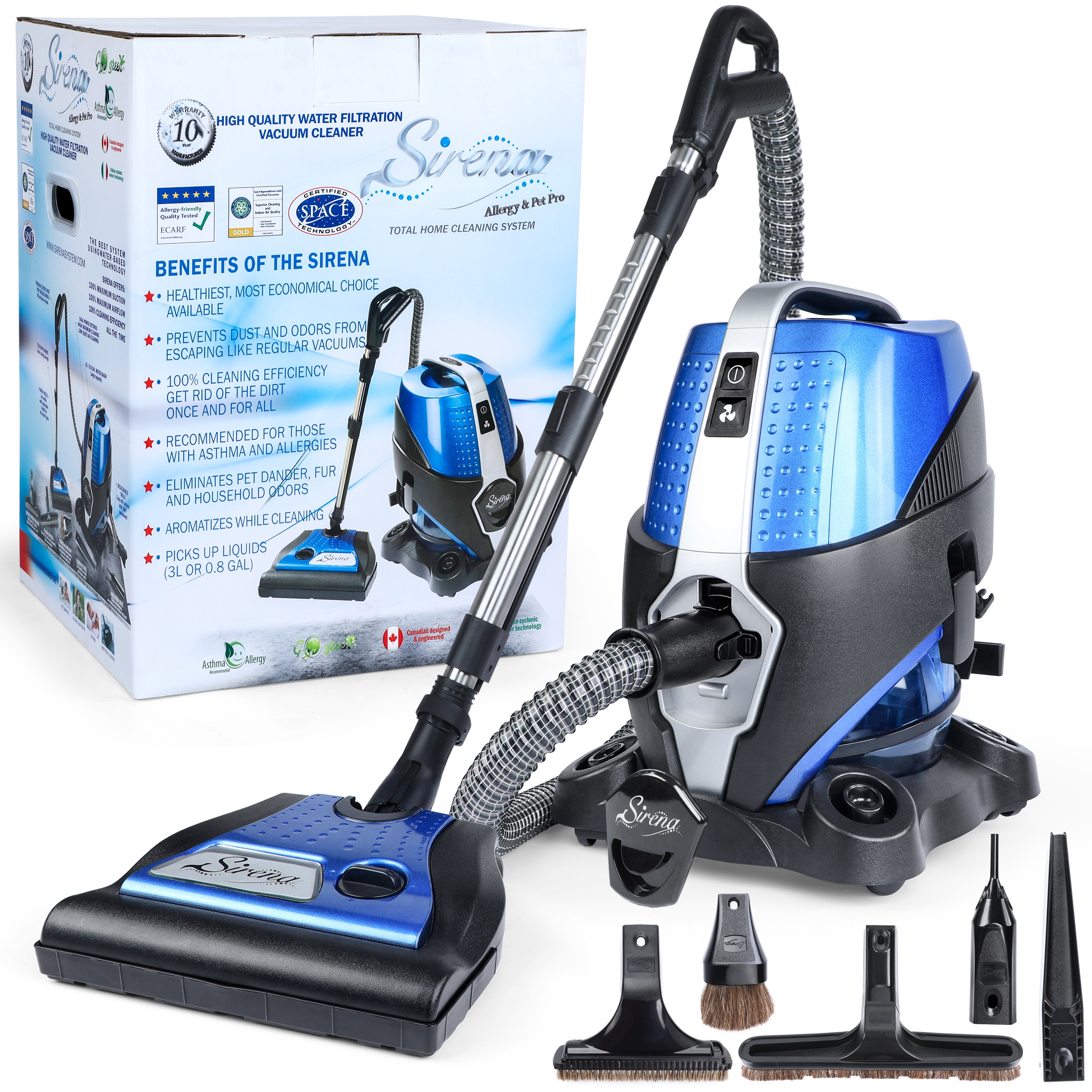 SIRENA SYSTEM เครื่องกำจัดไรฝุ่น แบบระบบกรองน้ำ พร้อมฟังก์ชั่นฟอกอากาศ กำจัดไรฝุ่นและฆ่าเชื้อโรค เชื้อไวรัส และ ฆ่าเชื้อแบคทีเรีย นวัตกรรมจากแคนาดา และเทคโนโลยีมอเตอร์จากอิตาลี ราคา 45,000 บาท*ส่งฟรี