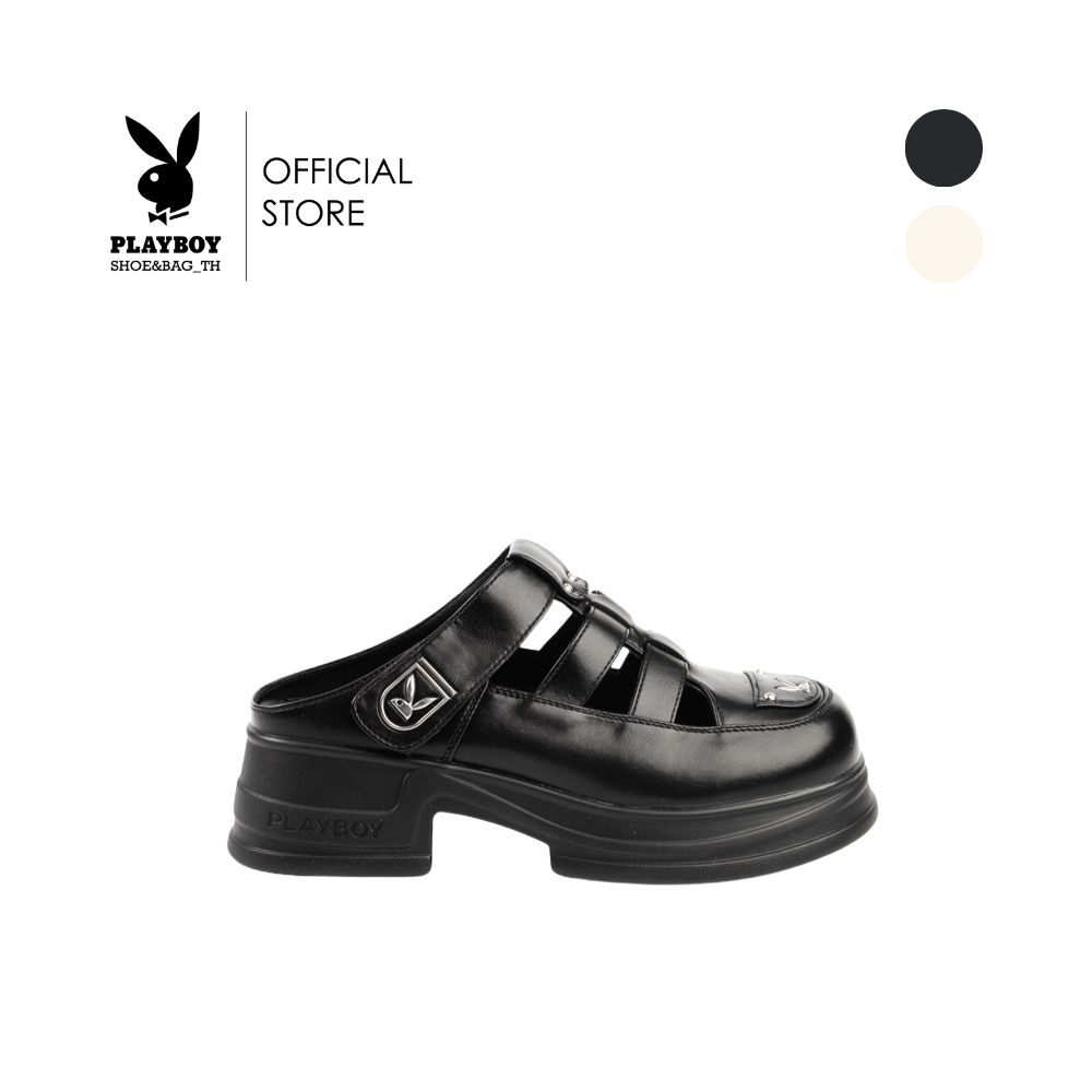 Playboy รองเท้ามิวล์ (Mule) รหัส ST-H252C1209 ดีไซน์ทรงมิวล์(Mule)เปิดส้น ส้นหนาแต่งโลโก้ สีClassic blackและCreamy white ราคา 1,992 บาท*ส่งฟรี