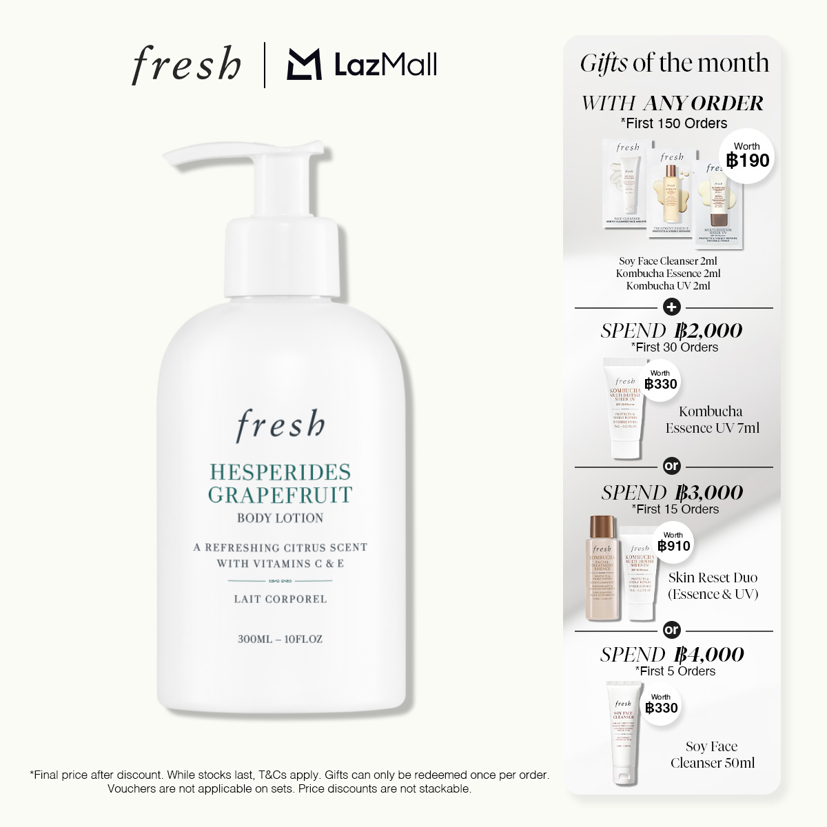 Fresh Hesperides Grapefruit Body Lotion 300ml (Expiry 08/2026) ราคา 1,380 บาท*ส่งฟรี