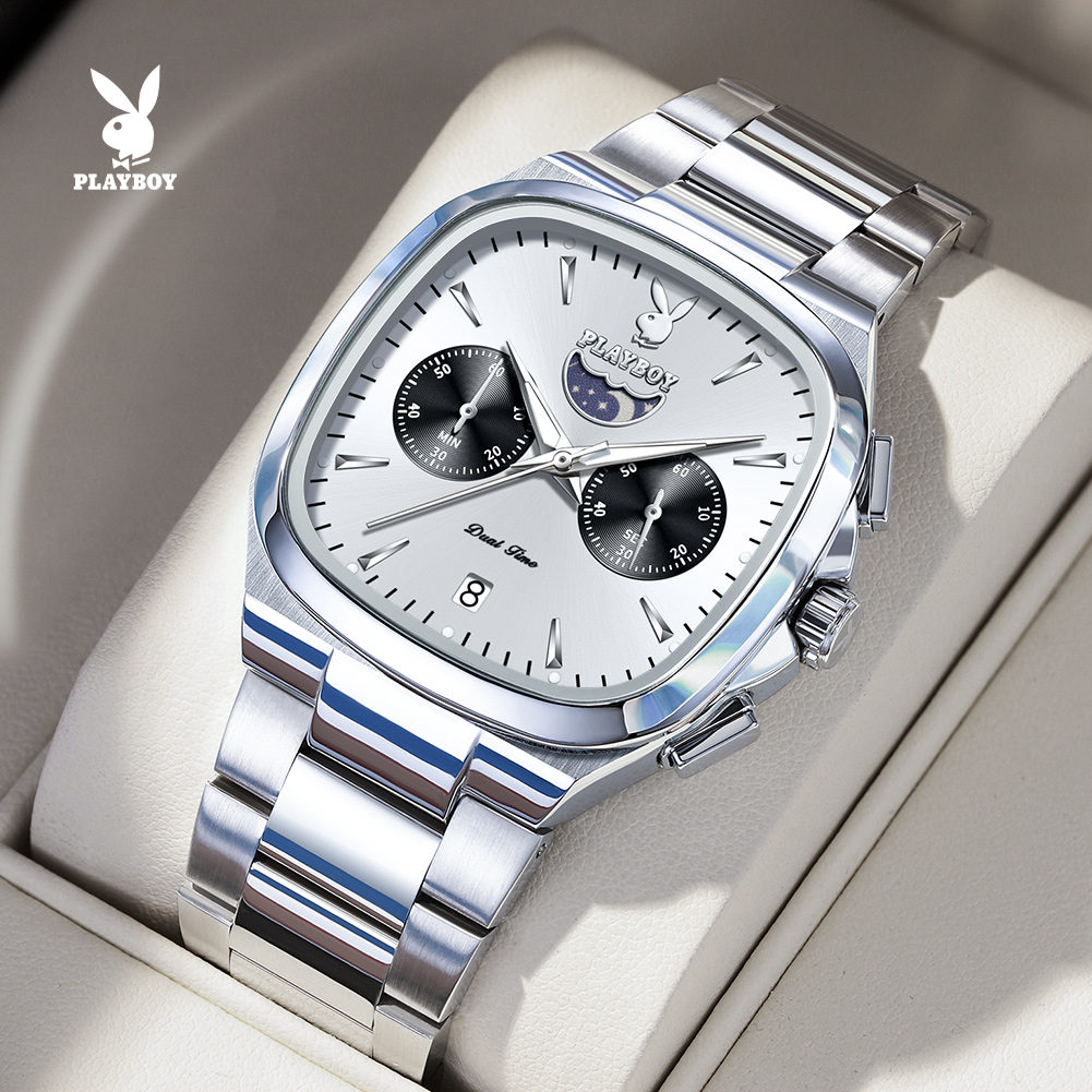Playboy Men's Wristwatch Daily Waterproof, Shock Resistant, with Day and Month Display, Elegant for a Gift, Affordable Price, Quality Product. ราคา 1,059 บาท*ส่งฟรี