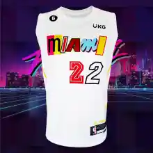 ภาพขนาดย่อสินค้าเสื้อบาส เสื้อบาสเกตบอล NBA ทีม Miami Heat เสื้อทีม ไมอามี่ ฮีท BK0129 รุ่น City Edition Jimmy Butler 22 ไซส์ S-5XL