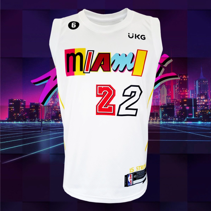 ภาพหน้าปกสินค้าเสื้อบาส เสื้อบาสเกตบอล NBA ทีม Miami Heat เสื้อทีม ไมอามี่ ฮีท BK0129 รุ่น City Edition Jimmy Butler 22 ไซส์ S-5XL