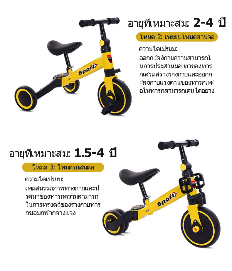 รูปภาพเพิ่มเติมของ 4in1 สําหรับเด็ก รถเข็นเด็ก รถขาไถ จักรยานทรงตัว 2ล้อ เปลี่ยนเป็น 3 ล้อปั่นได้ จักรยานขาไถ จักยาน สกู๊ตเตอร์ จักยานเด็ก เด็ก รถ รถกลมเด็ก