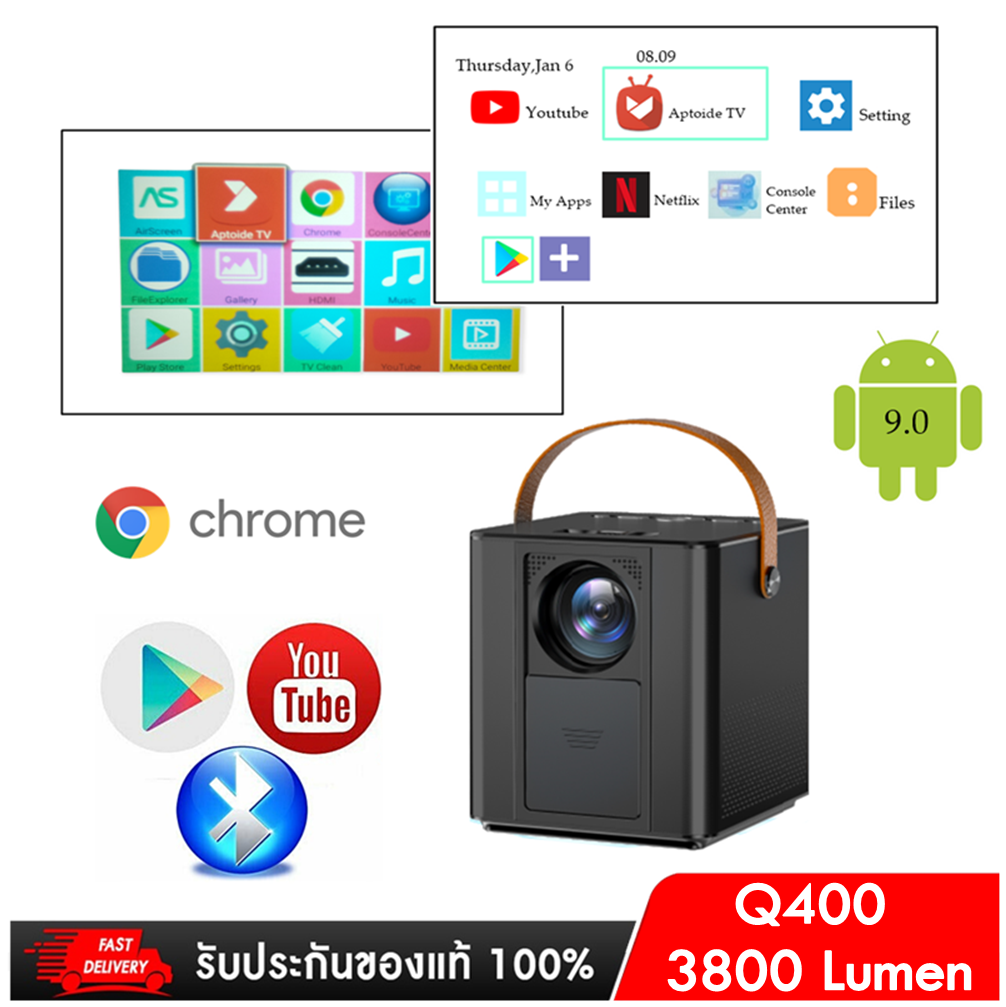 พร้อมส่ง โปรเจคเตอร์ mini projector wifi มินิโปเจคเตอร์ โปรเจคเตอร์บลูทูธ เครื่องฉายโปรเจคเตอร์ android9.0 รับชมยูทูปกับNetflix ได ้ ราคา 2,990 บาท*ส่งฟรี